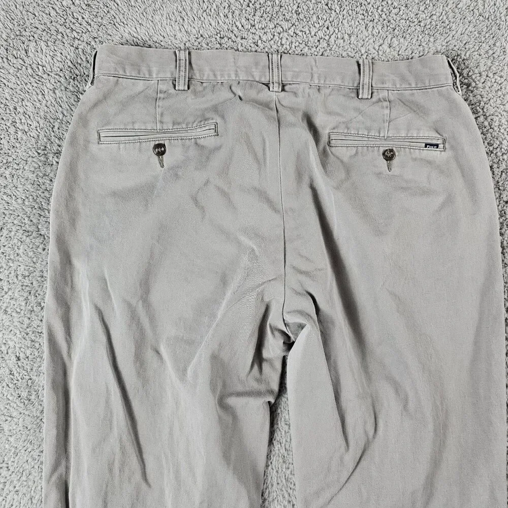 Polo Ralph Lauren Pants Mens 34x32 Gray Chino Classic Fit Flat Front Casual Prep